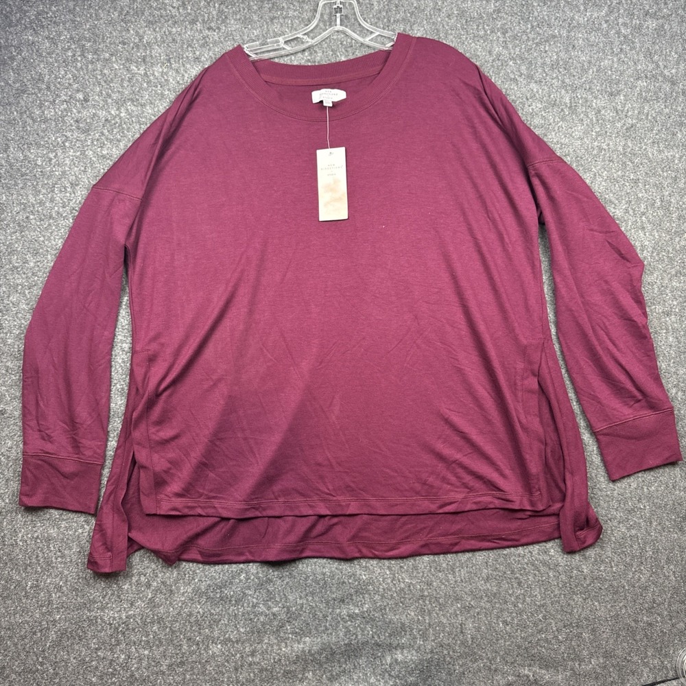New Directions Studio Sweater XXL Maroon Burgundy High Low Split Hem Tunic‎ NWT